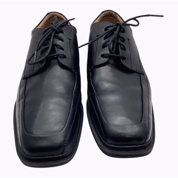 Florsheim Mens 12D Black Leather Dress Shoes Derby Square Toe - Picture 6 of 7